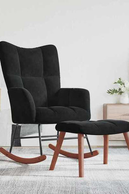 vidaXL 328156 - Chaise à bascule avec repose-pied Velours
