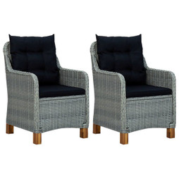 vidaXL 313318 - Garden Chairs with Cushions 2 pcs Poly Rattan Light
