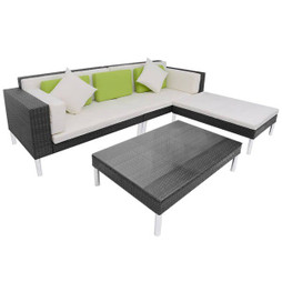 vidaXL 42944 - 4 Piece Garden Lounge Set with Cushions Poly Rattan