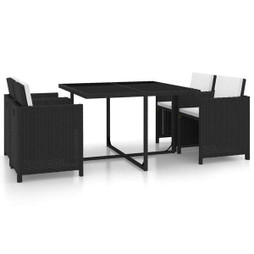 vidaXL 43898 - 5 Piece Outdoor Dining Set with Cushions Poly Rattan