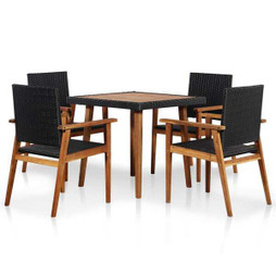 vidaXL 44074 - 5 Piece Outdoor Dining Set Poly Rattan and Brown