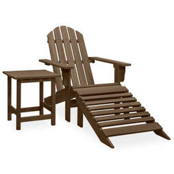 vidaXL 315931 - Garden Adirondack Chair with Ottoman&Table Solid Fir Wood