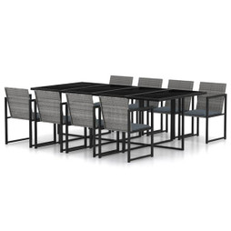 vidaXL 313119 - 9 Piece Outdoor Dining Set with Cushions Poly Rattan