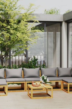 vidaXL 3057630 - 8 Piece Garden Lounge Set with Cushion Solid Acacia Wood