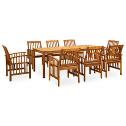 vidaXL 3058091 - 9 Piece Garden Dining Set with Cushions Solid Acacia Wood