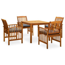 vidaXL 3058085 - 5 Piece Garden Dining Set with Cushions Solid Acacia Wood