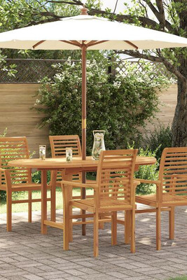 vidaXL 3157134 - 5 Piece Garden Dining Set Solid Wood Teak