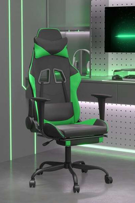 vidaXL 3143656 - Chaise de jeu avec repose-pied Noir et vert Similicuir