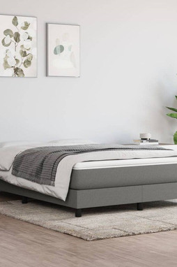 vidaXL 3144116 - Box Spring Bed with Mattress Dark 137x190 cm Full Fabric
