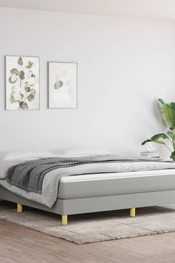 vidaXL 3144219 - Box Spring Bed with Mattress Light 193x203 cm King Fabric