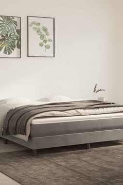 vidaXL 3144369 - Box Spring Bed with Mattress Light 193x203 cm King Velvet