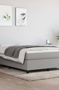 vidaXL 3144464 - Box Spring Bed with Mattress Light 152x203 cm Queen Fabric
