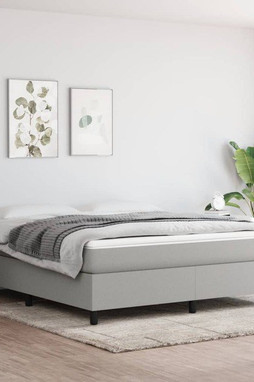 vidaXL 3144470 - Box Spring Bed with Mattress Light 183x213 cm California King Fabric
