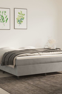 vidaXL 3144720 - Box Spring Bed with Mattress Light 183x213 cm California King Velvet