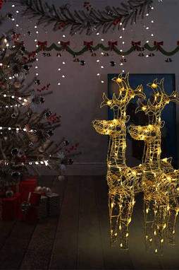 vidaXL 3154369 - Reindeer Christmas Decorations 2 pcs 60x16x100 cm Acrylic
