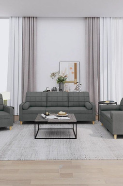 vidaXL 3201259 - 3 Piece Sofa Set with Pillows Dark Fabric