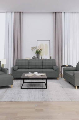 vidaXL 3201267 - 4 Piece Sofa Set with Pillows Dark Fabric