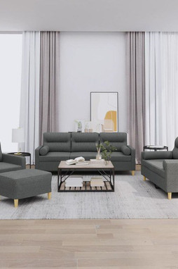vidaXL 3201561 - 4 Piece Sofa Set with Pillows Dark Fabric