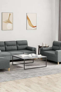 vidaXL 3201625 - 3 Piece Sofa Set with Pillows Dark Fabric