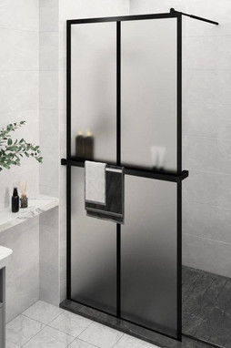 vidaXL 3185458 - Walk-in Shower Wall with Shelf 90x195 cm ESG Glass&Aluminium