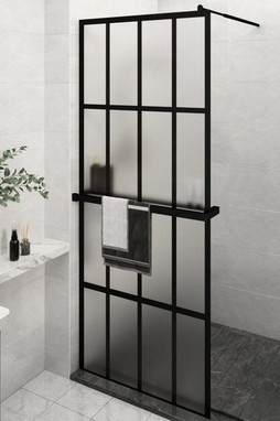vidaXL 3185445 - Walk-in Shower Wall with Shelf 80x195 cm ESG Glass&Aluminium