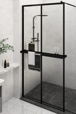 vidaXL 3185487 - Walk-in Shower Wall with Shelf 118x190 cm ESG Glass&Aluminium