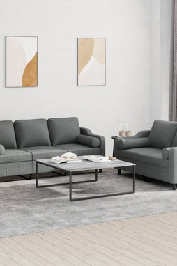 vidaXL 3201851 - 2 Piece Sofa Set with Pillows Dark Fabric