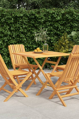 vidaXL 3155036 - 5 Piece Garden Dining Set Solid Wood Teak