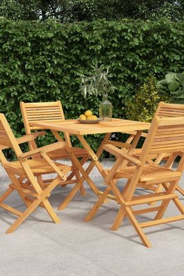 vidaXL 3155041 - 5 Piece Garden Dining Set Solid Wood Teak