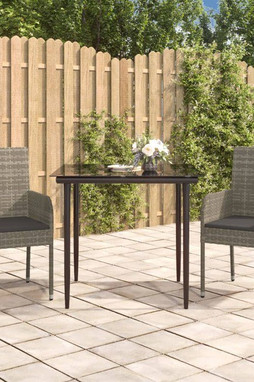 vidaXL 3185149 - 3 Piece Garden Dining Set with Cushions Black and Poly Rattan