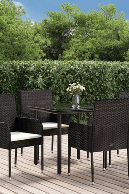 vidaXL 3185156 - 5 Piece Garden Dining Set with Cushions Poly Rattan