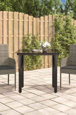 vidaXL 3185161 - 3 Piece Garden Dining Set with Cushions Black and Poly Rattan