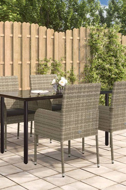 vidaXL 3185163 - 5 Piece Garden Dining Set with Cushions Black and Poly Rattan