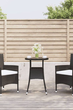 vidaXL 3187414 - 3 Piece Garden Bistro Set with Cushions Poly Rattan