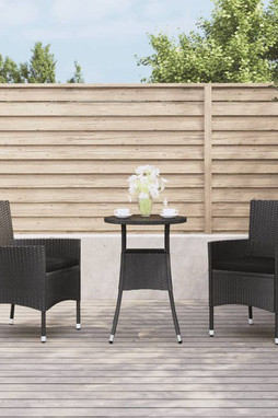 vidaXL 3187416 - 3 Piece Garden Bistro Set with Cushions Poly Rattan