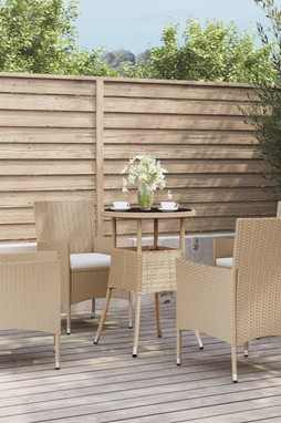 vidaXL 3187421 - 5 Piece Garden Bistro Set with Cushions Poly Rattan
