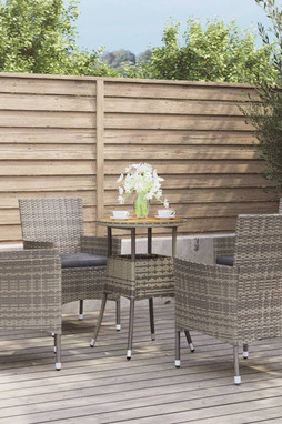 vidaXL 3187435 - 5 Piece Garden Bistro Set with Cushions Poly Rattan
