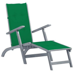 vidaXL 3064034 - Outdoor Deck Chair with Footrest and Cushion Solid Acacia Wood
