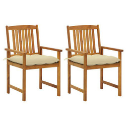 vidaXL 3061201 - Garden Chairs with Cushions 2 pcs Solid Acacia Wood