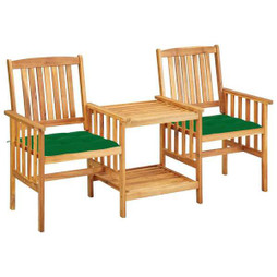 vidaXL 3061295 - Garden Chairs with Tea Table and Cushions Solid Acacia Wood