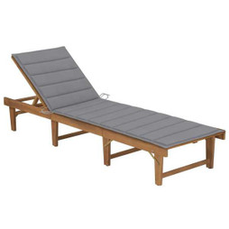 vidaXL 3064165 - Folding Sun Lounger with Cushion Solid Acacia Wood