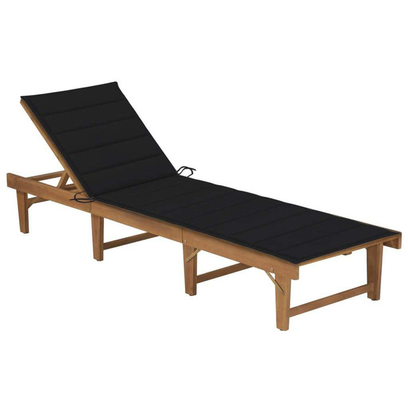 vidaXL 3064171 - Folding Sun Lounger with Cushion Solid Acacia Wood