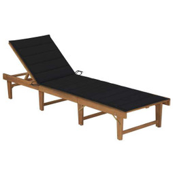 vidaXL 3064171 - Folding Sun Lounger with Cushion Solid Acacia Wood