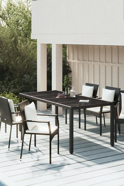 vidaXL 3157955 - Ensemble à manger de jardin coussins 7pcs Résine tressée