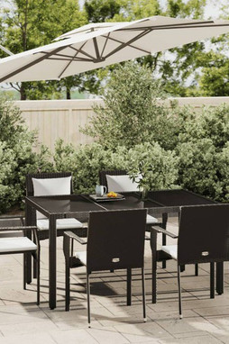 vidaXL 3184978 - Ensemble à manger de jardin coussins 7pcs Résine tressée