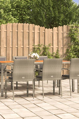 vidaXL 3184973 - Ensemble à manger jardin et coussins 7 pcs gris rotin