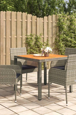 vidaXL 3185018 - Ensemble à manger de jardin 5 pcs coussins gris résine tressée