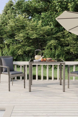vidaXL 3157957 - Ensemble à manger de jardin 3 pcs coussins gris résine tressée
