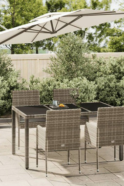 vidaXL 3185007 - Ensemble à manger de jardin 5 pcs coussins gris résine tressée