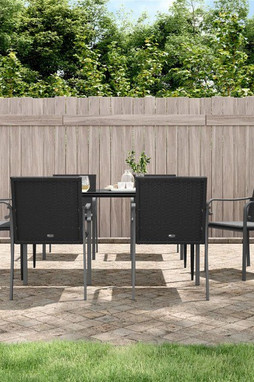 vidaXL 3186948 - Ensemble à manger de jardin 7 pcs coussins résine tressée acier